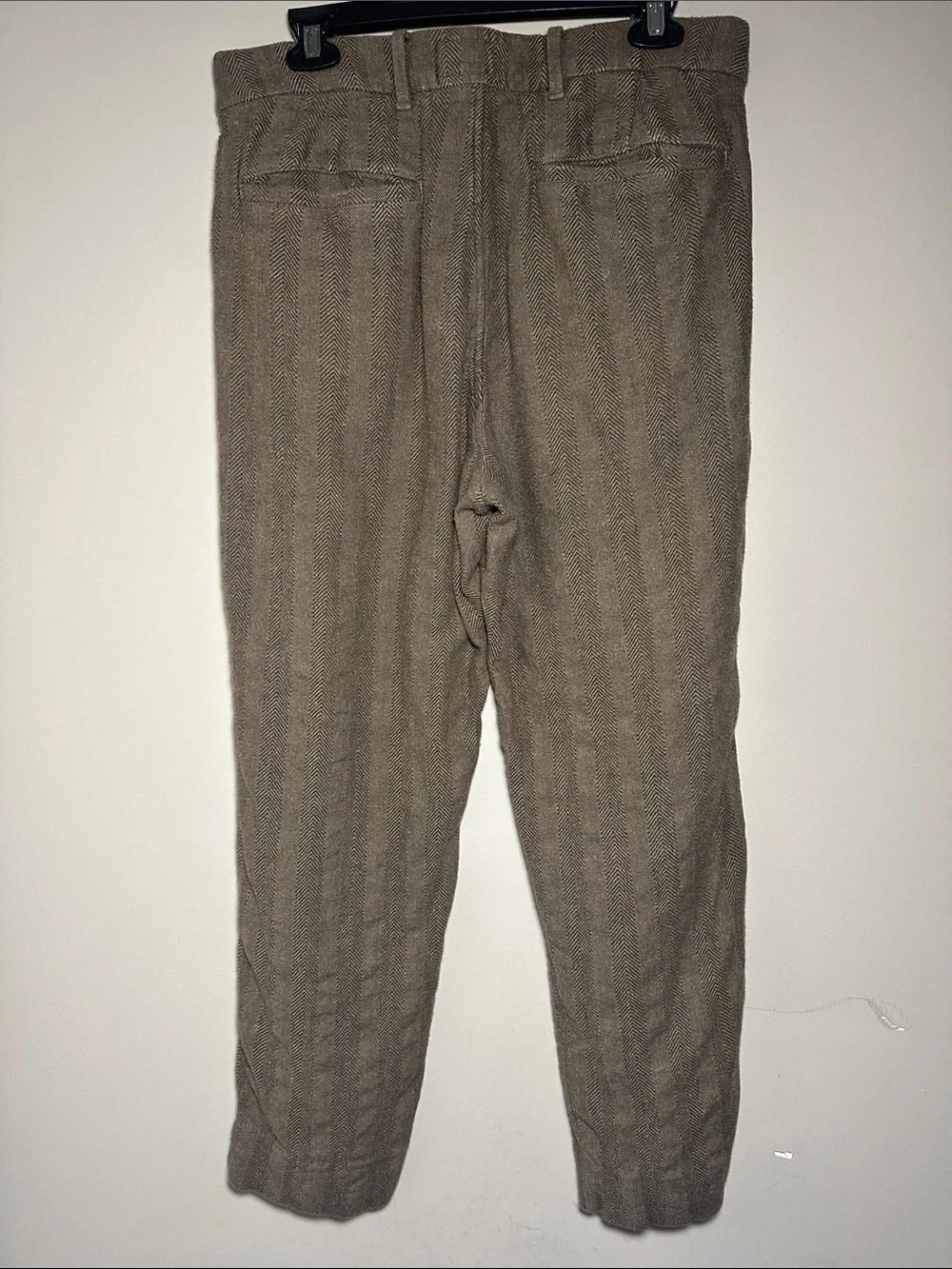 Abercrombie & fitch Men's Brown Herringbone linen blend trousers 32x28